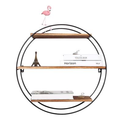 3 Tier Round rustic wood wall floating hanging shelves