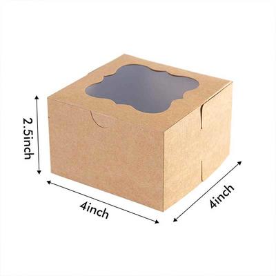 Custom gift box packaging Brown bakery paper box with PVC window