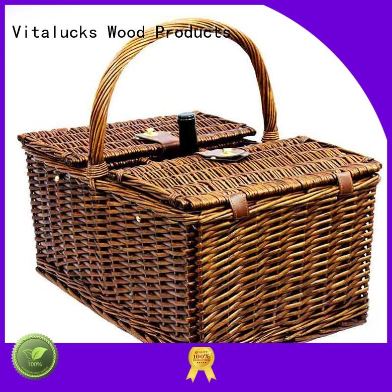Wicker Basket With Lid picnic basket 4 person set