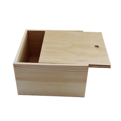 Best price wholesale unfinished large wood box with slide lid