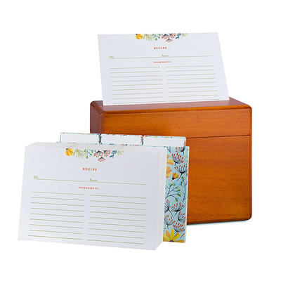 Eco-Friendly Multipurpose Wood Kitchen Recipe Box with 250 Recipe Cards