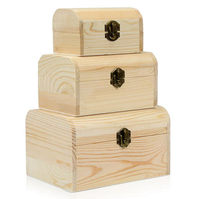 Hot sale Customized natural unfinished hinged wooden craft box