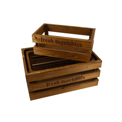 Rustic finish brown nesting boxes fruit wooden crates in bulk