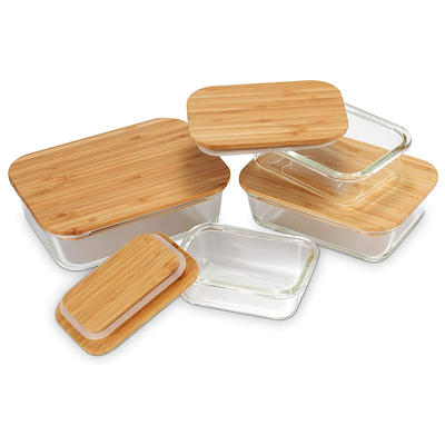Ecofriendly Glass Storage Food Containers with Sustainable Bamboo lids