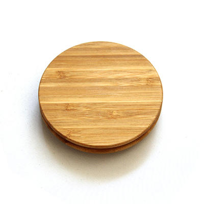 High quality customized round shape natural solid bamboo wood,custom wood lid for glass candle holder jar with silicone ring