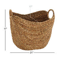 rustic style eco-friendly repeatable use hand-woven water hyacinth grass storage basket with handles 21
