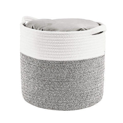 grey woven cotton rope storage large basket for sundries,organic cotton rope basket with handle
