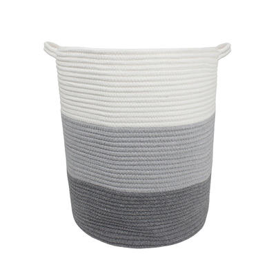 foldable large size cotton rope woven laundry basket 15.8" x 13.8" x 17.8"
