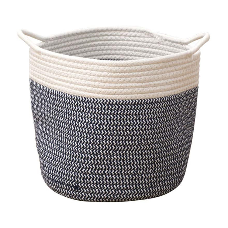 factory price extra large storage baskets cotton rope woven laundry basket with handle