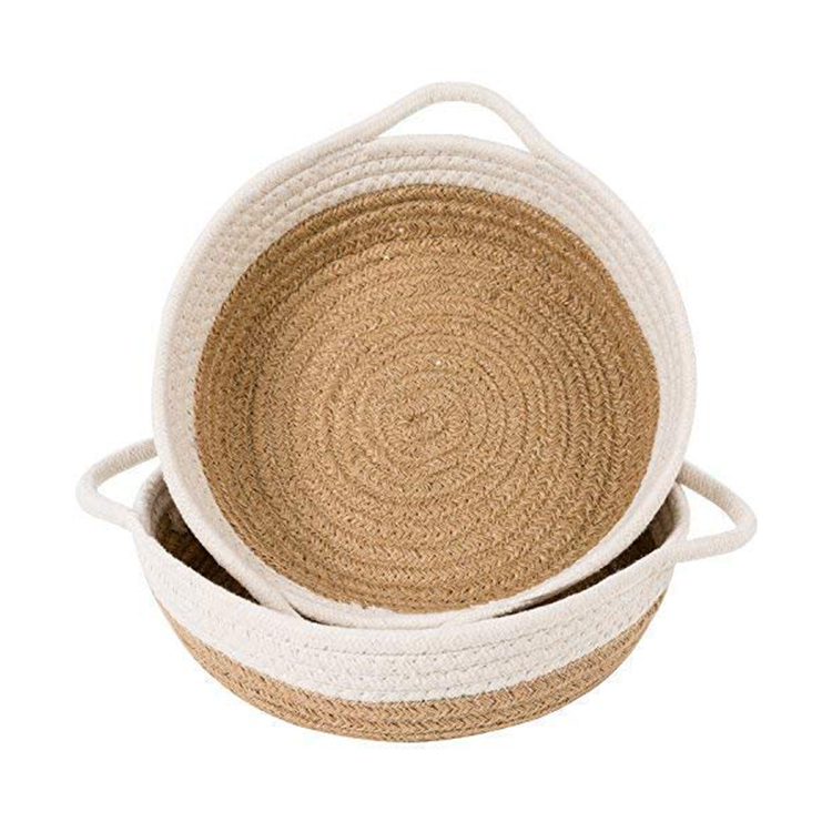customized wholesale customized design small size brown car sewing linecotton cord woven storage basket Manufacturers