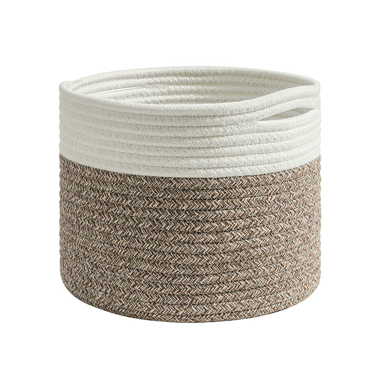 classic round shape foldable storage laundry blanket woven cotton rope basket