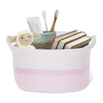 amazon customized wholesale household fashion foldable cotton rope woven storage basket with handles