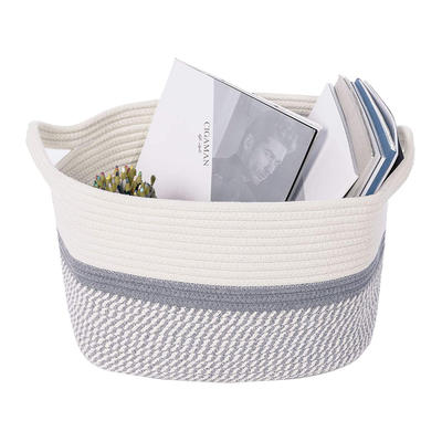 13.5"x9.5"x11" customized large foldable cotton woven basket for blankets toys storage