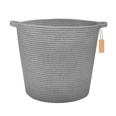 customized wholesale foldable cotton rope storage fabric laundry basket, extra large storage collapsible basket with handle