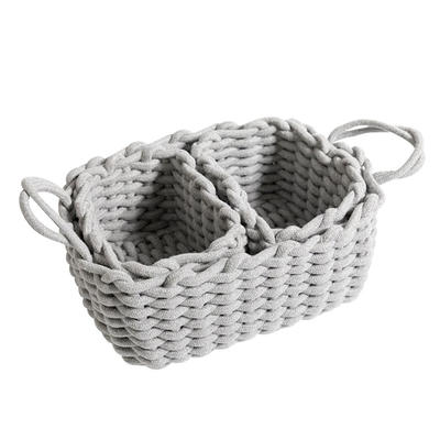 new design practical household gray cotton rope basket fruits snacks sundries bin set of  3