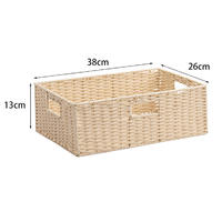 cream-coloured new and practical hand-woven paper rope woven handmade storage basket 38x26x13cm