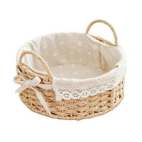 manufacturer round shape hand weaving paper string gift storage baskets paper rope sundries basket 21x8cm
