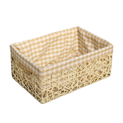 plain natural style hand weaving paper string gift storage baskets sundries hollow mesh bin