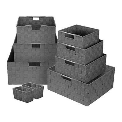 vitalucks lightweight various sizese gray color polypropylene fiber ribbon stackable storage basket