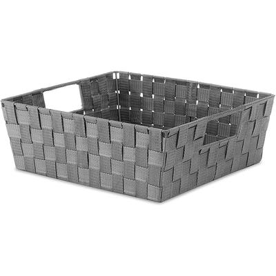 simple style gray color handmade multipurpose pp woven drawer storage box reusable home storage bin