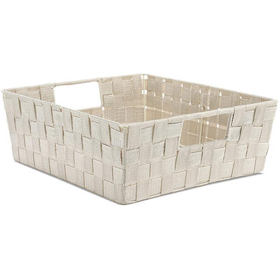 13" x 15" x 5" beige color multiple sizes pp material woven storage basket bin for desktop