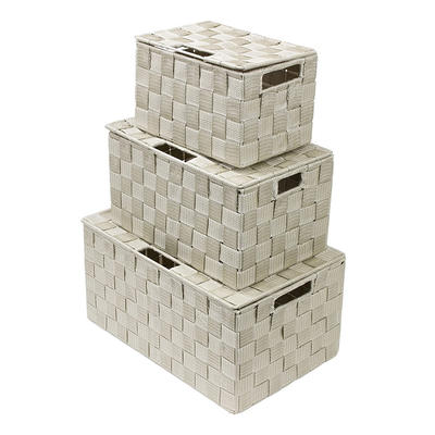 beige color decorative household storage boxes with lids children's toys clothes sundries basket