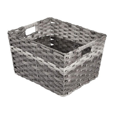 handmade synthetic rattan laundry basket pvc imitation rattan storage baskets with handles 17.5