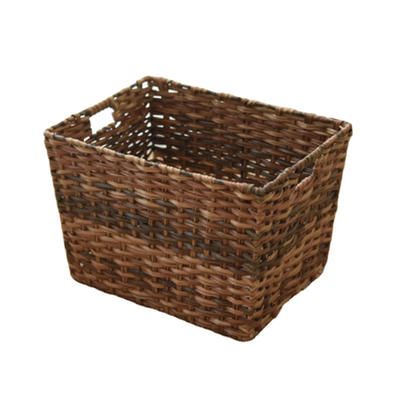 qingdao customized waterproof easy to clean pvc pp rattan woven laundry storage basket 42X33X29CM