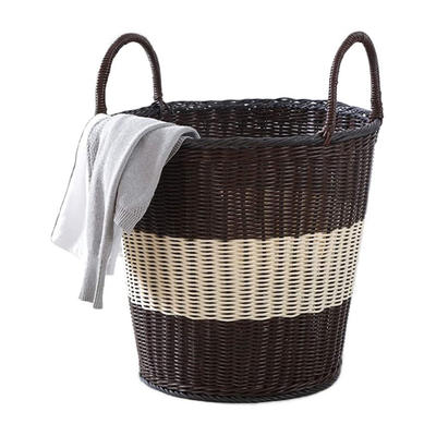 large capacity plastic woven handmade kids toys home storage basket pp rattan laundry basket with handles