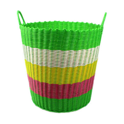repeatable use large capacity light weight colorful green color rattan laundry toys storage basket