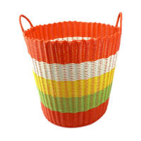 qingdao widely used pp rattan woven basket plastic rope clothes storage baskets with durable handles