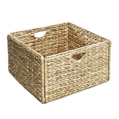 wholesale concise and delicate style collapsible weaving water hyacinth storage bedroom basket box 13.25" x 13.25" x 8"