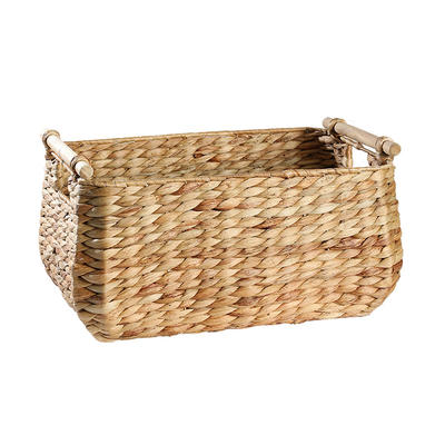 nordic style delicate durable multifunctional handmade water hyacinth storage woven basket with handles 53x38x28cm