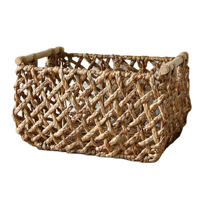 low moq rustic style sea grass storage basket water hyacinth storage basket manufacturer 49x37x29cm